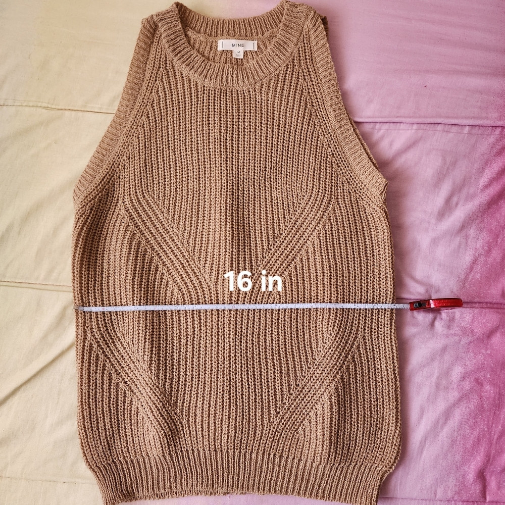 MINE Beige/Tan Knitted Sweater Vest Size M - Picture 3 of 6